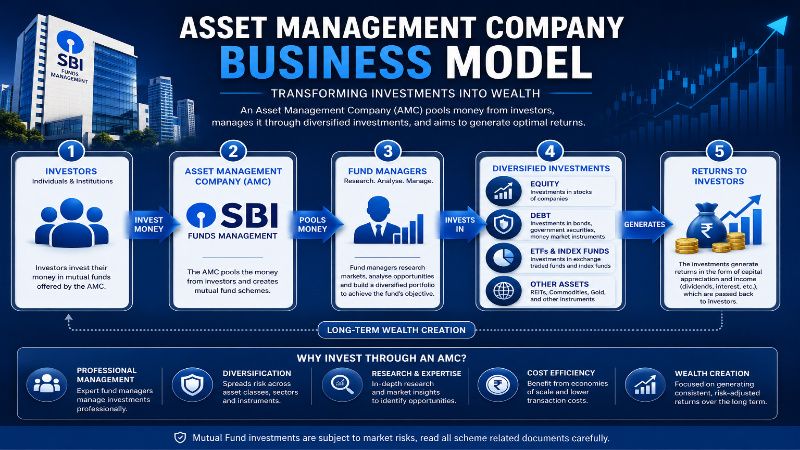 SBI Funds Management business model explaining how the asset management company earns revenue